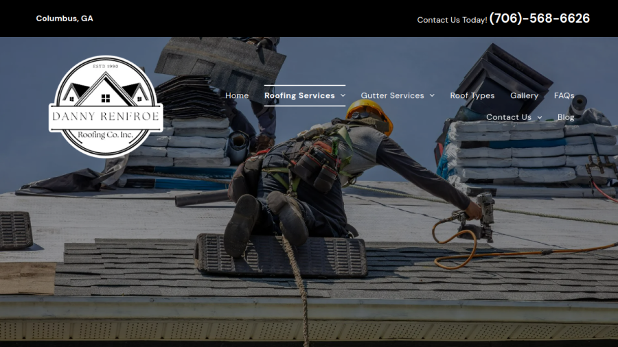 Screenshot of the Danny Renfroe's Roofing Company website