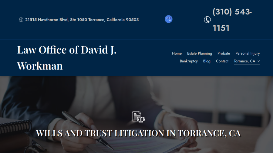 Screenshot of the Law Firm of David J. Workman website