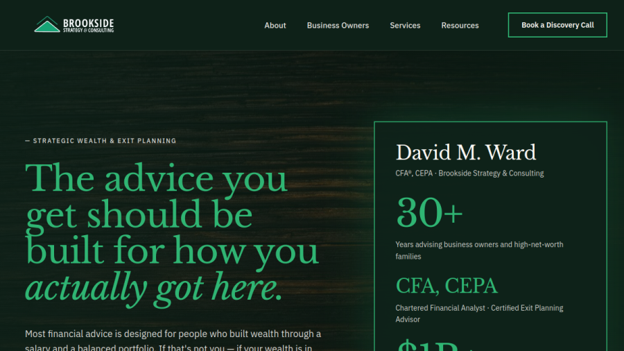 Screenshot of the Brookside Strategy & Consulting website