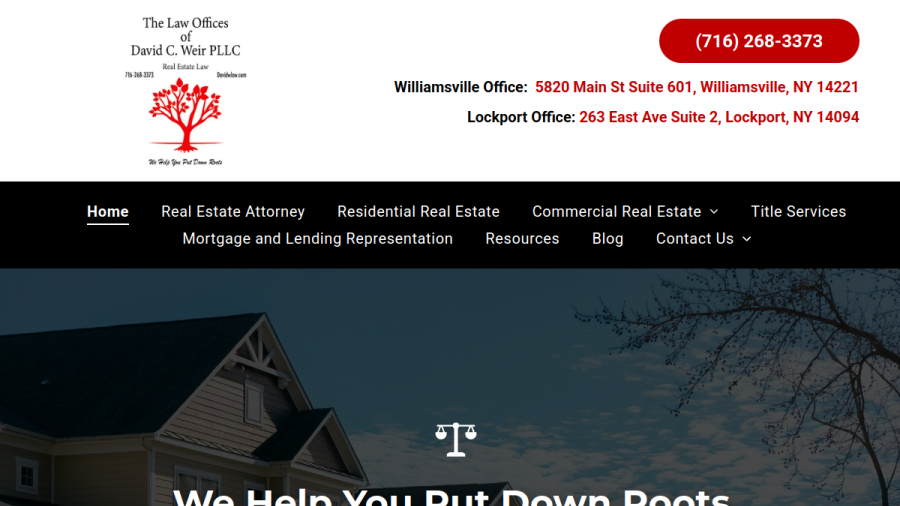 Screenshot of the The Law Offices of David C Weir PLLC website