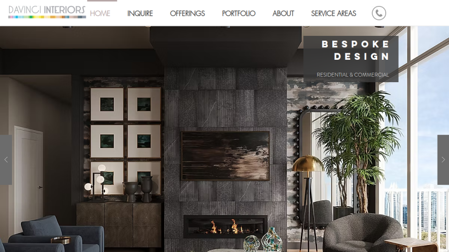 Screenshot of the Davinci Interiors LLC website