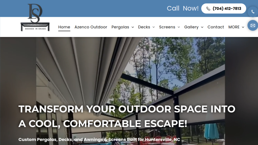 Screenshot of the Decked In Shade website