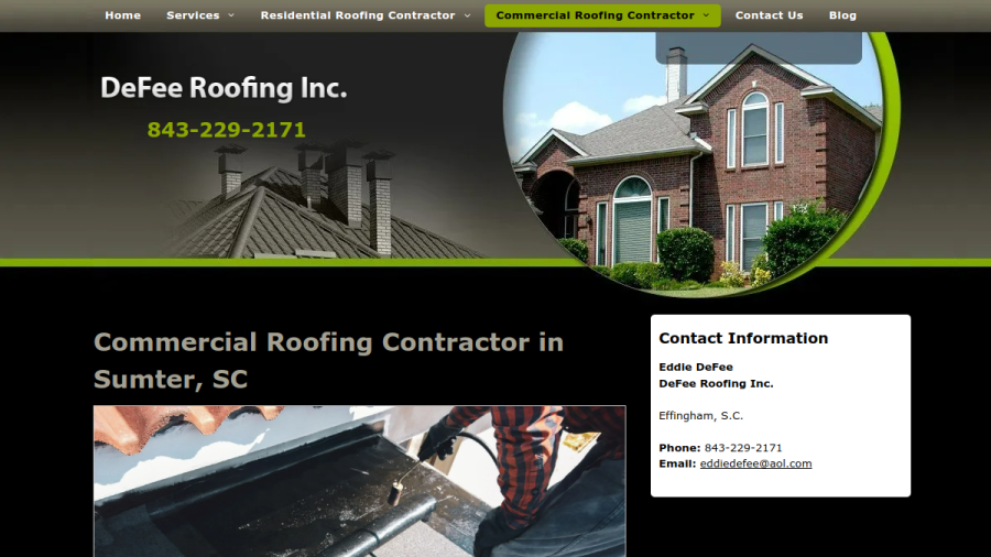 De Fee Roofing Inc. website screenshot