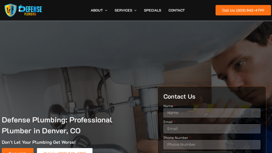Defense Plumbing website
