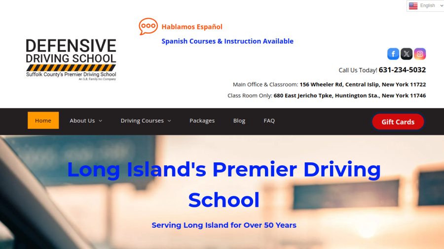 Screenshot of the Defensive Driving School website