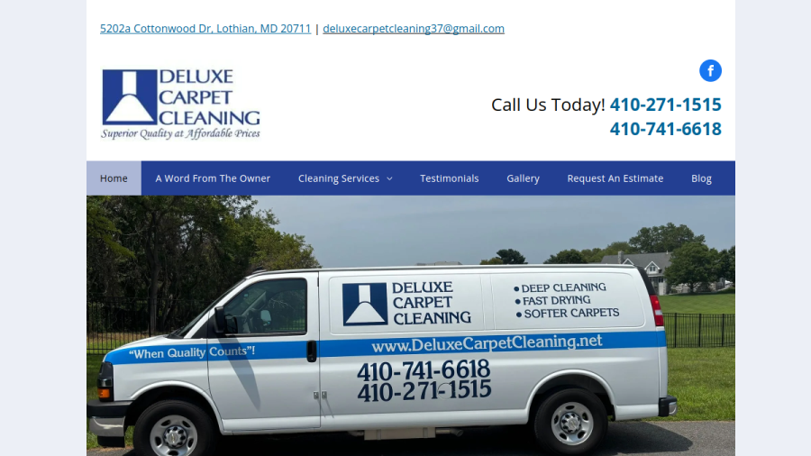 Screenshot of Deluxe Carpet Cleaning website