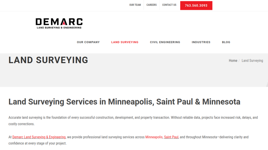 Screenshot of Demarc / Lot Surveys Co. website