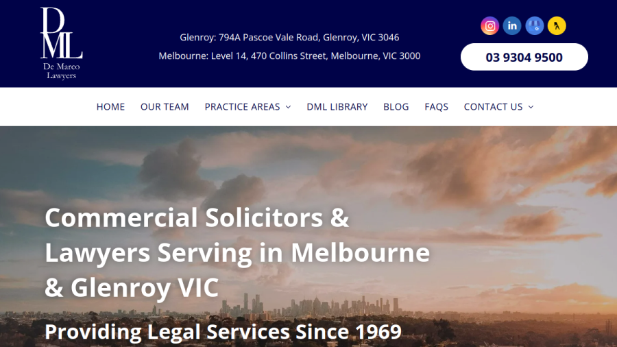 Screenshot of the De Marco Lawyers website