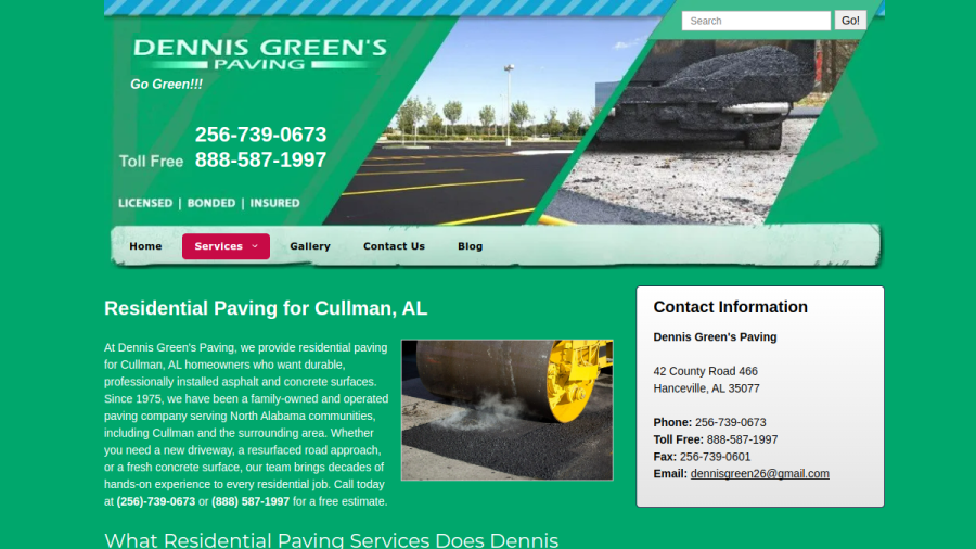 Dennis Green's Paving website