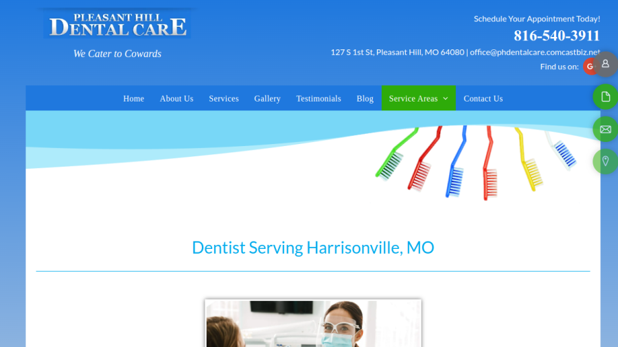 Screenshot of the Pleasant Hill Dental Care website