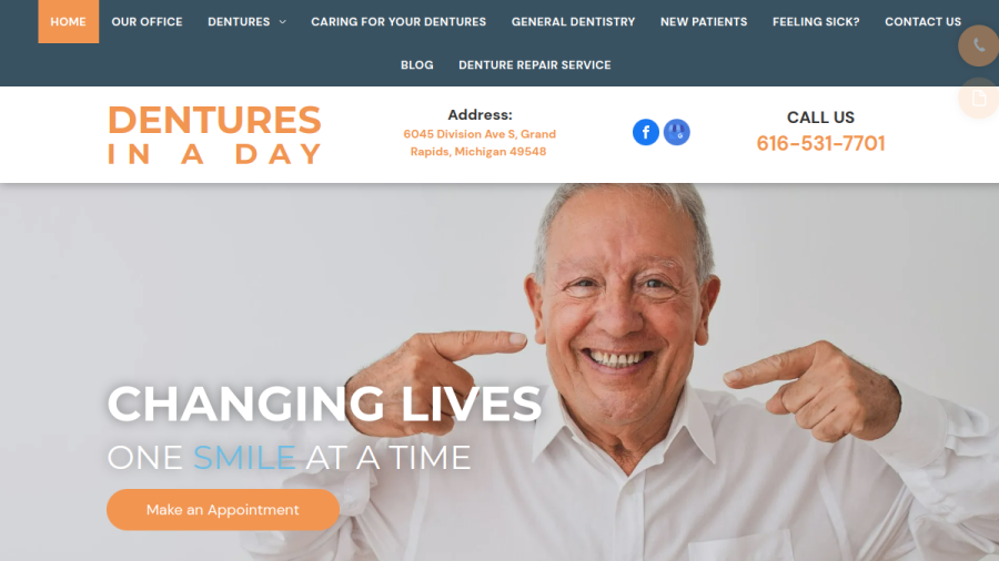Dentures In A Day website screenshot