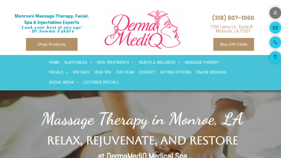 Screenshot of the DermaMediQ website