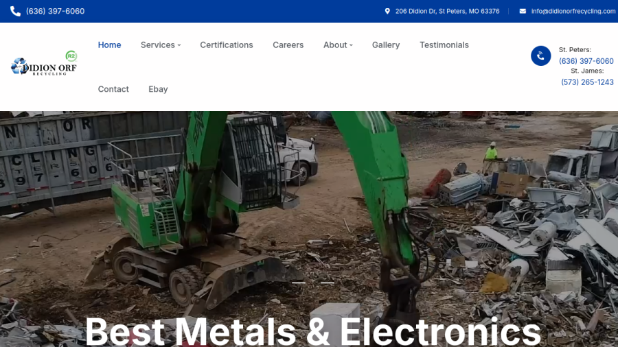 Screenshot of the Didion Orf Recycling Inc website