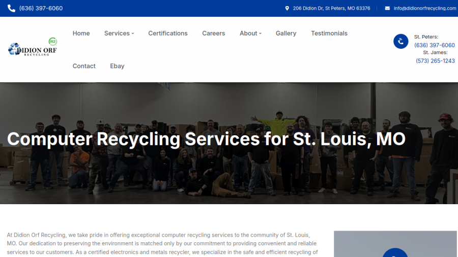 Screenshot of the Didion Orf Recycling Inc website
