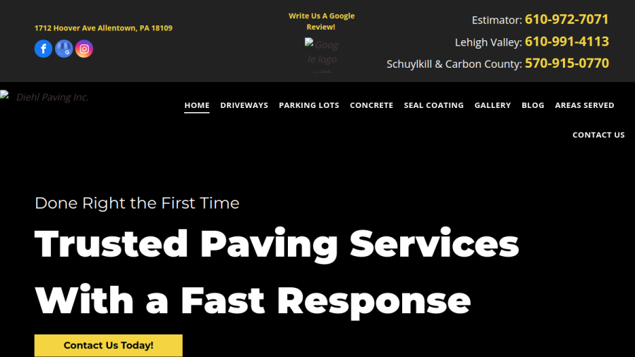 Diehl Paving Inc website
