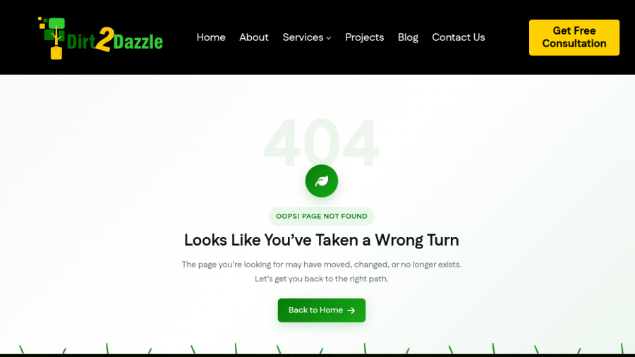 Screenshot of the Dirt 2 Dazzle Landscaping. By Sahara Gardens website