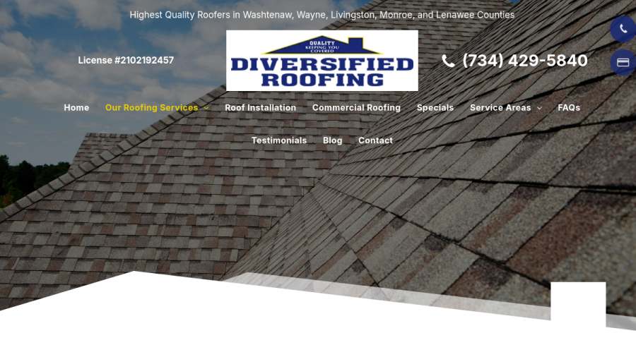 Diversified Roofing website