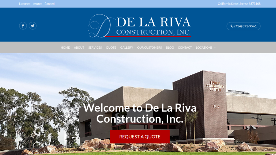 De La Riva Construction, Inc. website