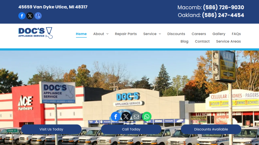 Doc's Appliance Service website