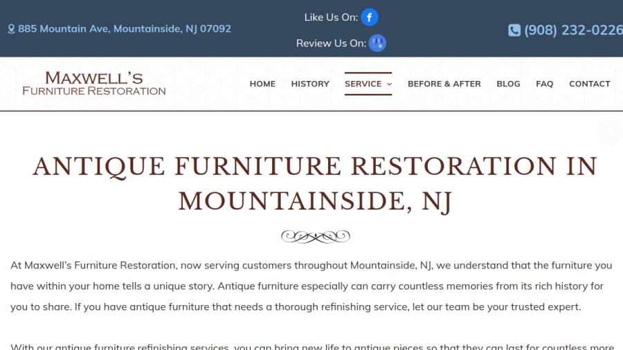 Maxwell's Furniture Restoration website