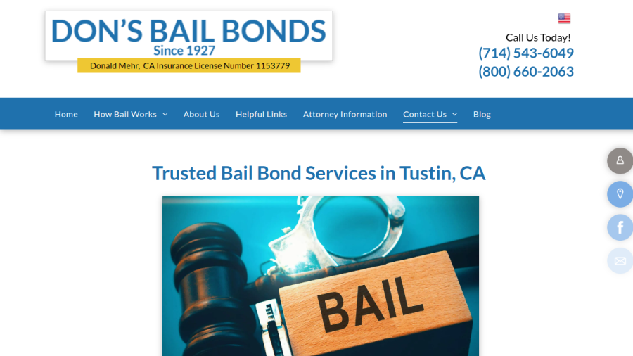 Screenshot of the Don's Bail Bonds website