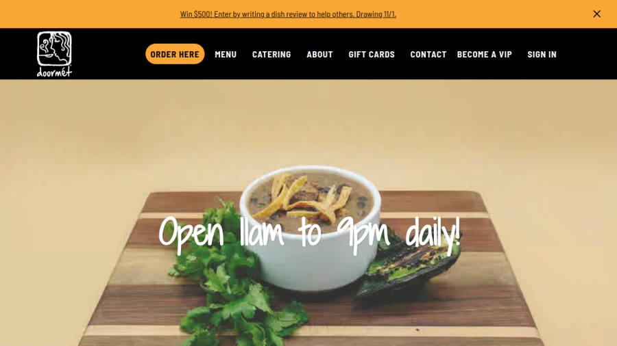 Screenshot of the Doormet: Gourmet Cafe, Delivery & Catering website