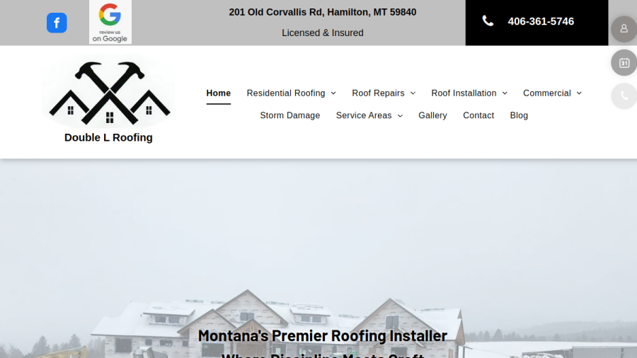 Screenshot of Double L Roofing website