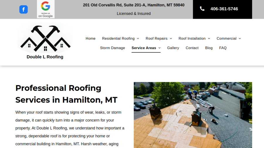 Double L Roofing website