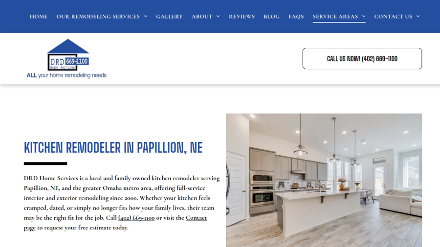 Screenshot of the DRD Home Services website