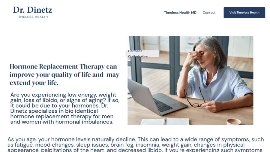 Screenshot of the Elliot Dinetz, M.D. website