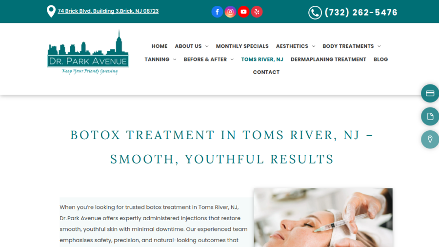 Screenshot of the Dr. Park Avenue website