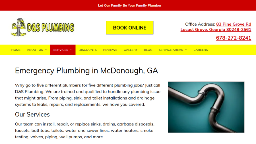D & S Plumbing website