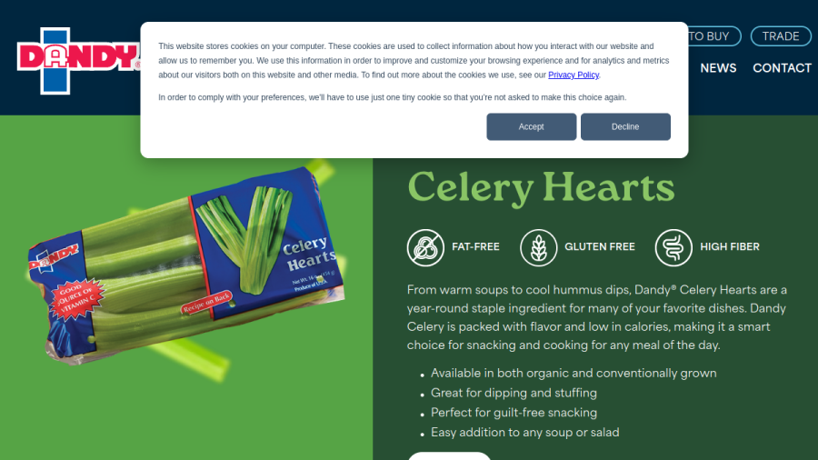 Screenshot of the Duda Farm Fresh Foods Inc website