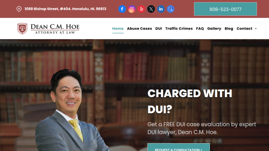 Screenshot of the Law Office of Dean C.M. Hoe website