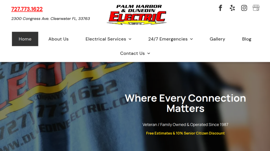 Screenshot of the Dunedin Electric Co., Inc. website