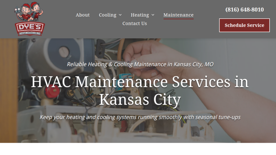 Dye's Heating & Cooling website