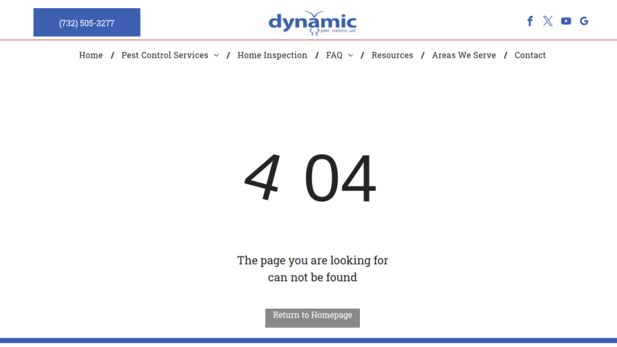 Screenshot of the Dynamic Pest Control LLC website