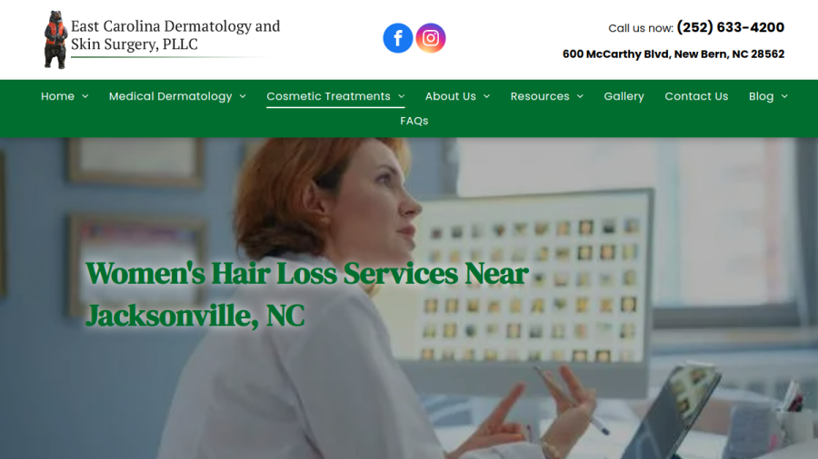 East Carolina Dermatology and Skin Surgery, PLLC website