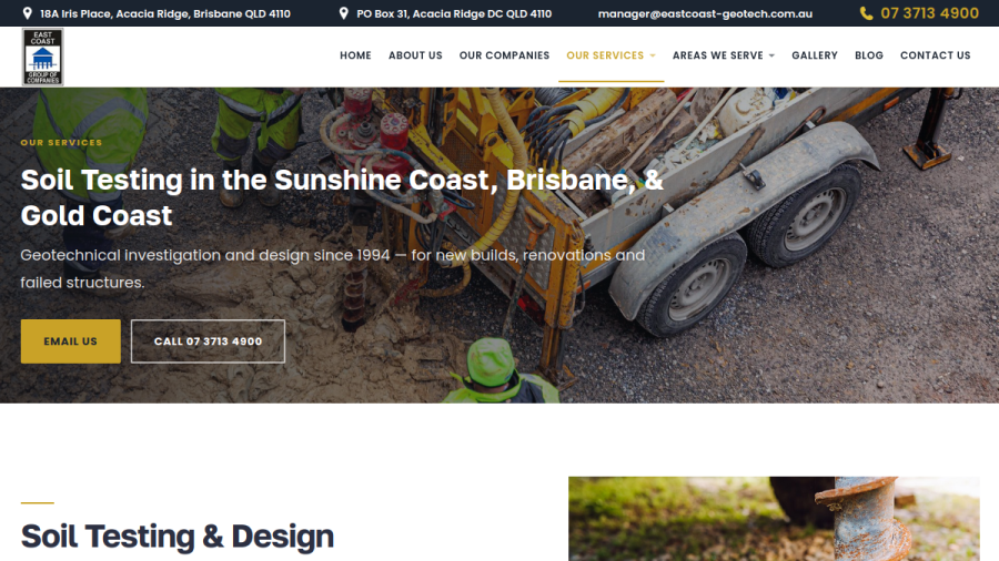 East Coast Geotechnical Pty Ltd website