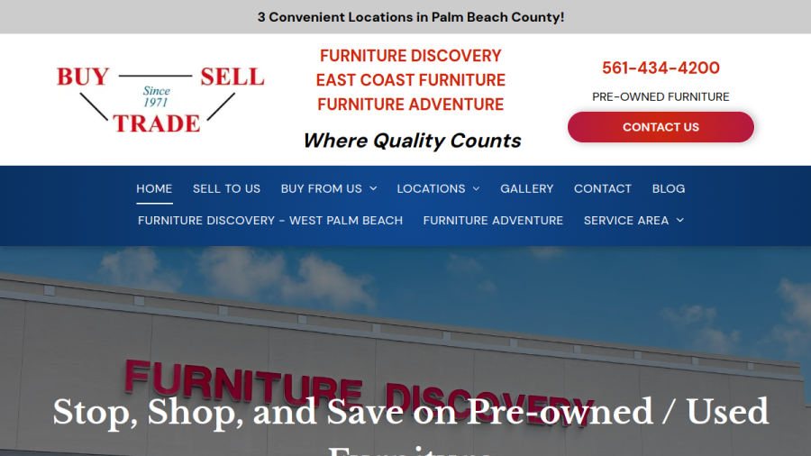 Screenshot of the Furniture Discovery website