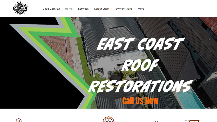 Screenshot of East Coast Roof Restorations website