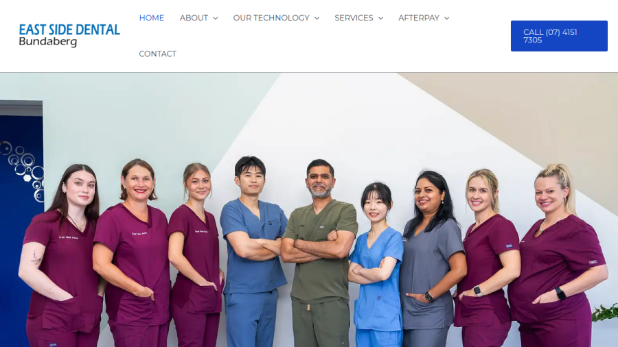 Screenshot of East Side Dental Bundaberg website