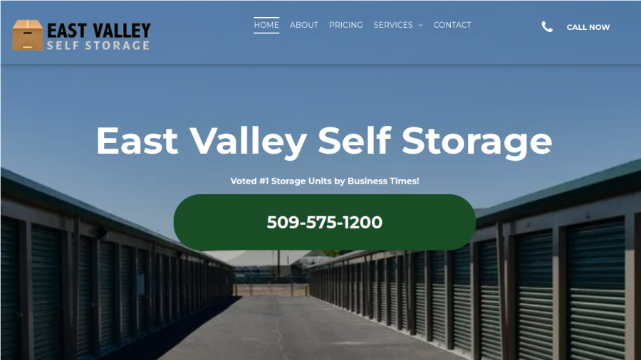 Screenshot of the East Valley Self Storage website