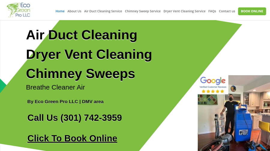 Eco Green Pro LLC (Quality air duct, dryer vent, and chimney cleaning services) website