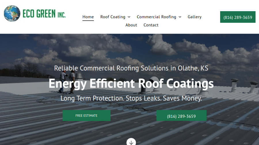 Screenshot of Eco Green Roof Coatings website