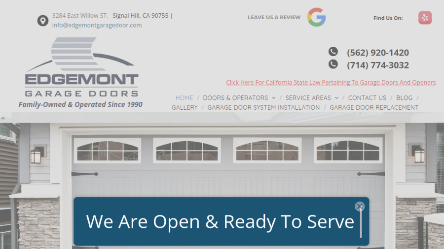 Edgemont Garage Door Service website screenshot