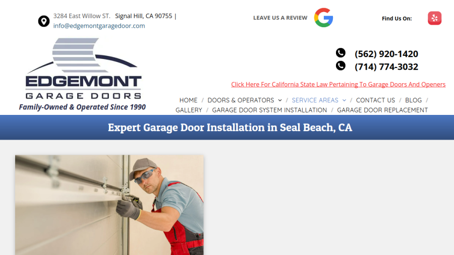 Edgemont Garage Door Service website screenshot