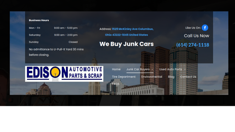 Screenshot of the Edison Automotive website