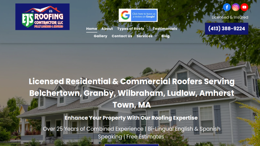 Screenshot of the ejs contractor llc website
