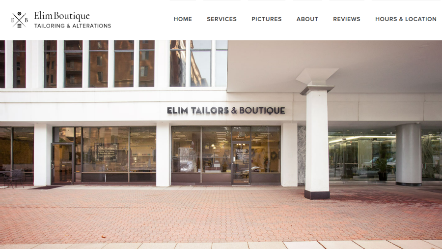 Screenshot of the Elim Boutique and Rosslyn Tailoring website